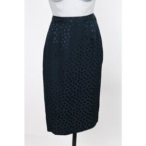 Vintage 1980s 80s Albert Nipon Black Polka Dot Silk Pencil Skirt XS